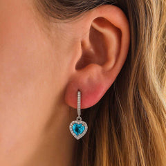 Silver Turquoise Stone Heart Women's Earrings