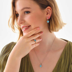 Silver Turquoise Stone Heart Women's Set