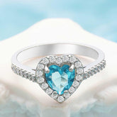 Silver Turquoise Stone Heart Women's Ring