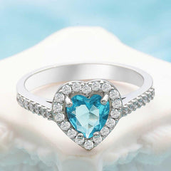 Silver Turquoise Stone Heart Women's Ring