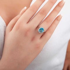 Silver Turquoise Stone Oval Women's Ring