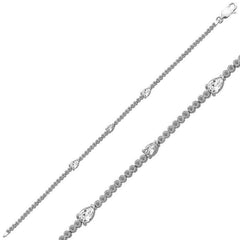 Silver Three Drop Stone Waterway Women's Bracelet