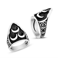 Silver Three Crescent Thumb Men's Ring