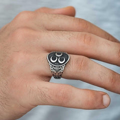 Silver Three Crescent Men's Ring