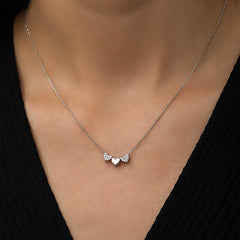 Silver Three Heart Necklace