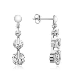 Silver 3 Stone Tria Studded Earrings