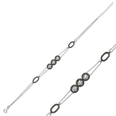Bracelet femme trois pierres en argent