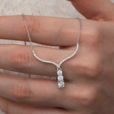 Silver Three Stone V Model Women's Necklace