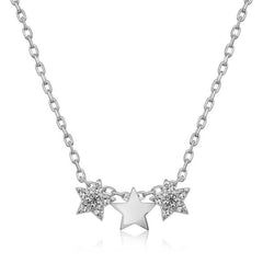 Silver Three Star Necklace