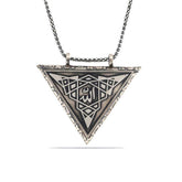 Collier amulette Allah ouvrable en forme de triangle argenté