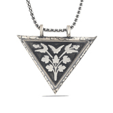 Silver Triangle Openable Flower Amulet Necklace