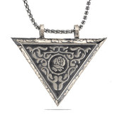 Silver Triangle Openable Rose Amulet Necklace