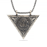 Silver Triangle Openable Ottoman Coat of Arms Amulet Necklace