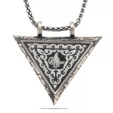 Silver Triangle Openable Tughra Amulet Necklace