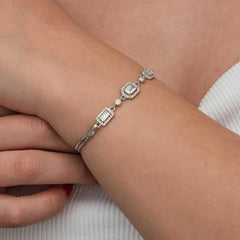 Silver Triple Baguette Stone Women's Bracelet