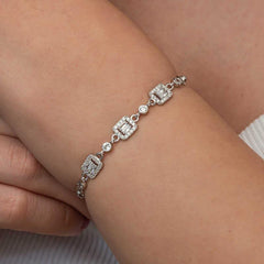 Silver Triple Baguette Stone Women's Bracelet