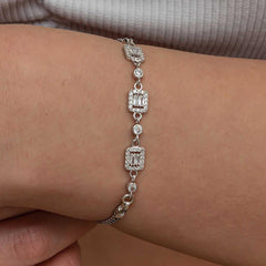 Silver Triple Baguette Stone Women's Bracelet