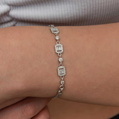 Silver Triple Baguette Stone Women's Bracelet