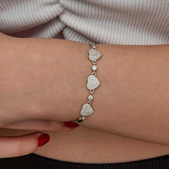 Silver Triple Heart Women's Bracelet
