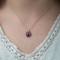 Silver Ladybug Necklace for Women