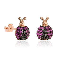 Silver Ladybug Earrings