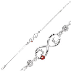 Bracelet infini coccinelle en argent pour femme