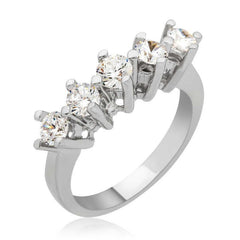 Silver Long Prong 5 Stone Women's Ring