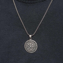 Gümüş Viking Pusula Erkek Kolye