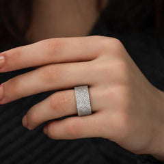 Silver Half Full Round Women's Ring