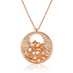 Silver Rose Flower of Life Necklace