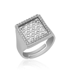 Silver Flower of Life Ring
