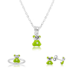 Silver Green Teddy Bear Kids Set