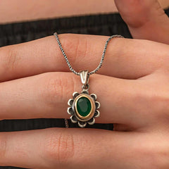 Silver Green Floral Patterned Authentic Women's Set