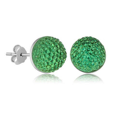 Boucles d'oreilles pour femme serties de cristaux verts argentés