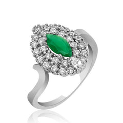Silver Green Shuttle Ladies Ring