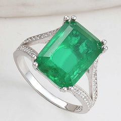 Silver Green Color Paraiba Stone Women's Ring