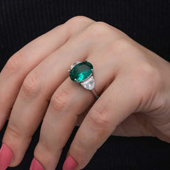 Silver Green Color Paraiba Stone Women's Ring