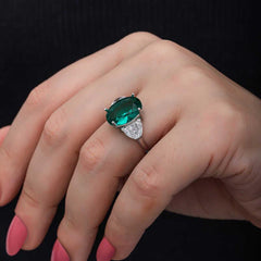 Silver Green Color Paraiba Stone Women's Ring