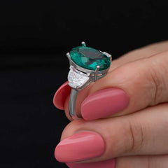Silver Green Color Paraiba Stone Women's Ring