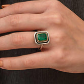 Silver Green Stone Authentic Women's Ring