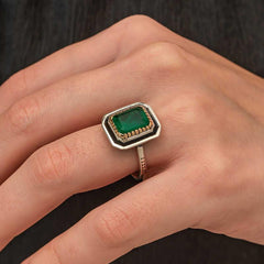 Silver Green Stone Authentic Women's Ring