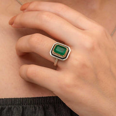 Silver Green Stone Authentic Women's Ring