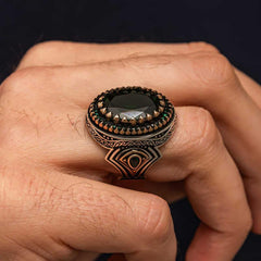 Silver Green Zircon Stone Men's Ring