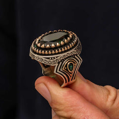 Silver Green Zircon Stone Men's Ring