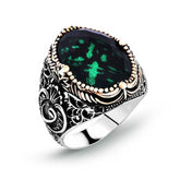 Silver Green Zircon Stone Men's Ring