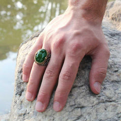 Silver Green Zircon Stone Men's Ring