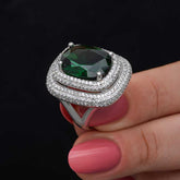 Silver Green Zircon Stone Women's Ring