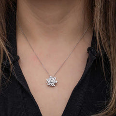 Silver Star Baguette Stone Spinning Stress Women's Necklace