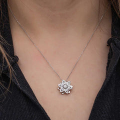 Silver Star Baguette Stone Spinning Stress Women's Necklace