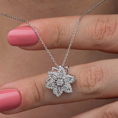 Silver Star Baguette Stone Spinning Stress Women's Necklace